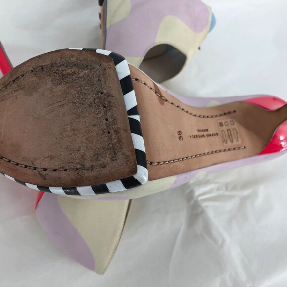 Sophia Webster Open-toe Whimsical neon pink, cream high pumps 7.5 (Euro 38) - Picture 8 of 16